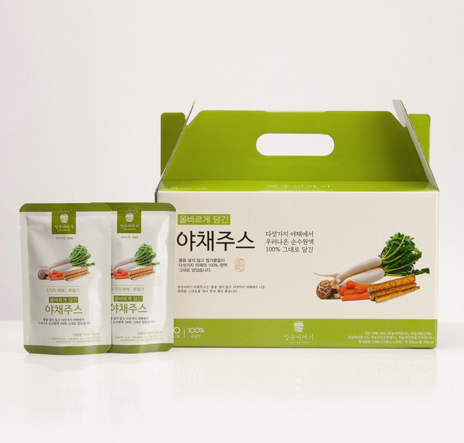 장수이야기 올바르게 담긴 야채주스 1박스 30포, 1개, 3L