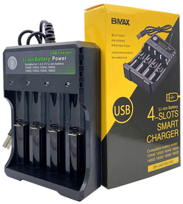 3.7V 18650 리튬이온 배터리 급속 멀티충전기 USB타입 2홀 4홀 충전지 4종