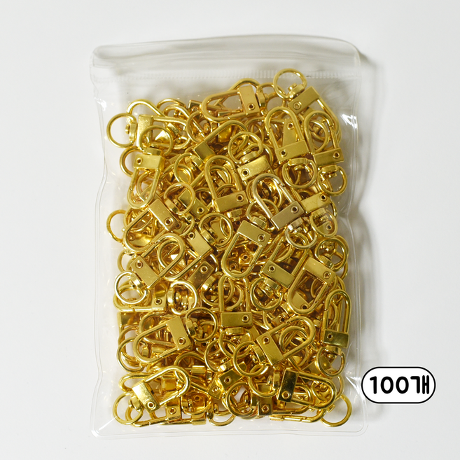 D형 열쇠고리 키링 악세사리 부자재, 100개, 골드