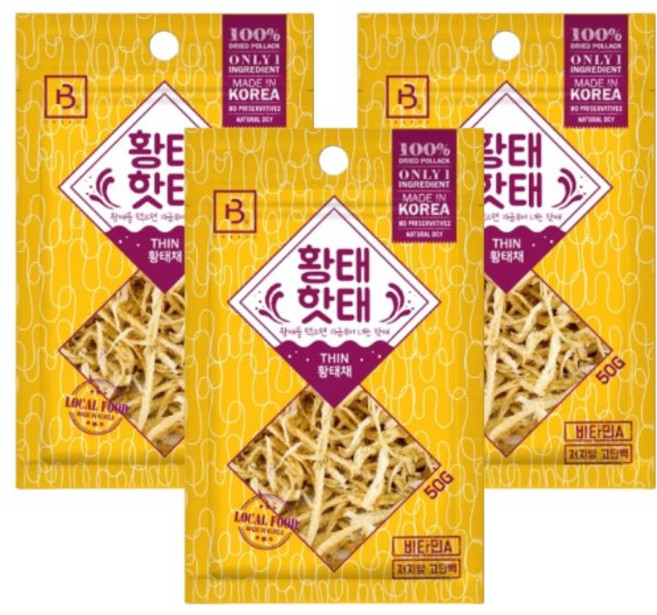 브리더랩 황태핫태 강아지 황태 수제간식 50g x 3개입, (황태채50g x 3개), 3개