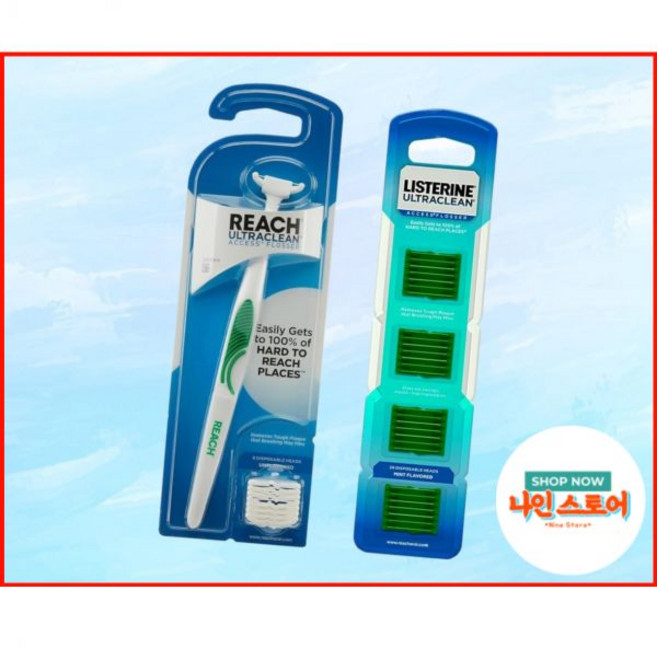 리스터린 울트라클린 액세스 스냅온 치실 리필 헤드 28개 올바른 구강 관리 팩 민트 맛 1개 Reach, 리스터린 울트라클린 액세스 스냅온 치실 리필 헤드 28