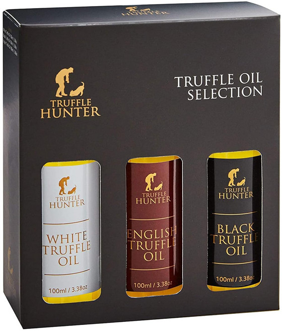TruffleHunter 잉글리시 블랙 & 화이트 트러플 올리브 오일 세트 미국 직배송, 3개, 100ml