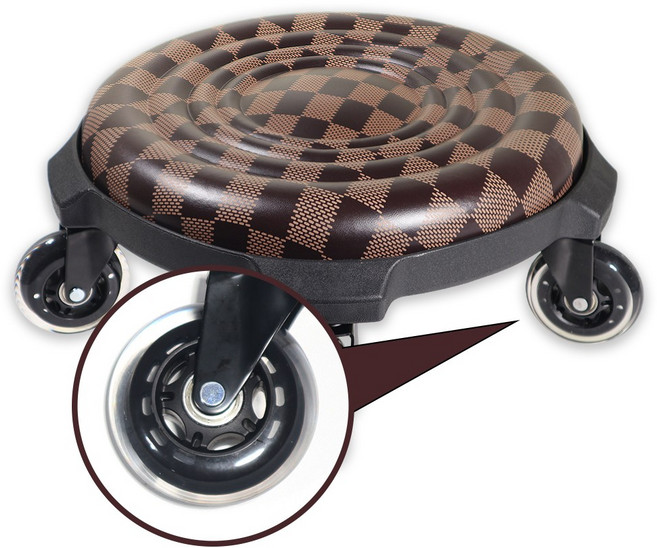 뷰티다모아 (14cm) 앉은뱅이 작업 의자 (2.5인치) 무소음 우레탄 베어링 바퀴 체크브라운, A타입(14cm), 1개