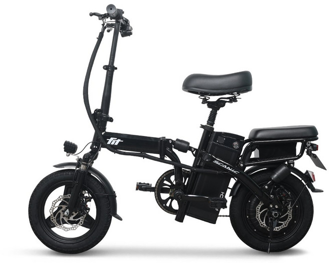에이유테크 스카닉 핏 48V 접이식 출퇴근용 미니벨로 PAS 스로틀 전동 전기자전거, 블랙, 스틸