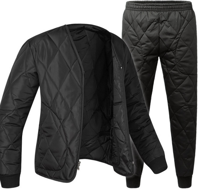 브이넥 깔깔이 (세트) 패딩 점퍼 바지 빅사이즈 누빔 내피 솜 경량 방한복