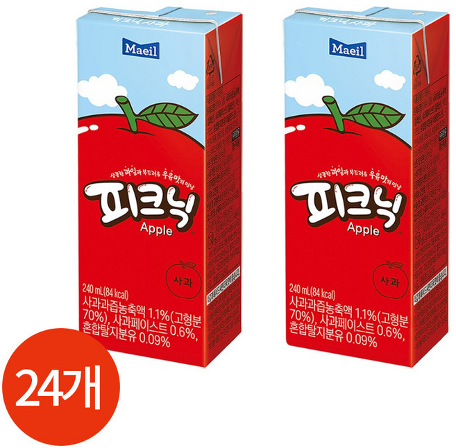 CL 매일 피크닉 사과 240ml 24팩 어린이음료