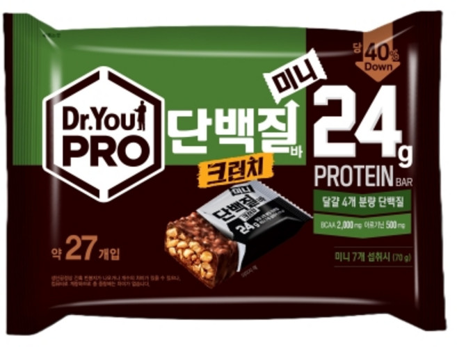 닥터유 프로단백질바 크런치 한입쏙 34p, 280g, 5개