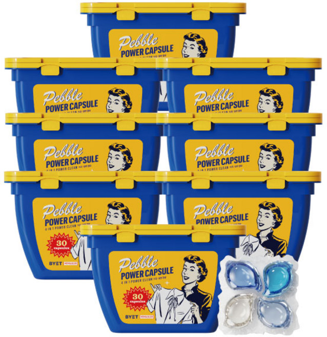 바이에트 페블 올인원 캡슐세제 이불 진드기 싹 비누향 4in1, 30개입, 8개