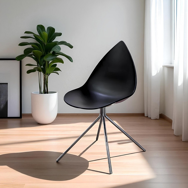 테르소 오타와체어 식탁의자 카페 인테리어 의자, 2개, 반타블랙