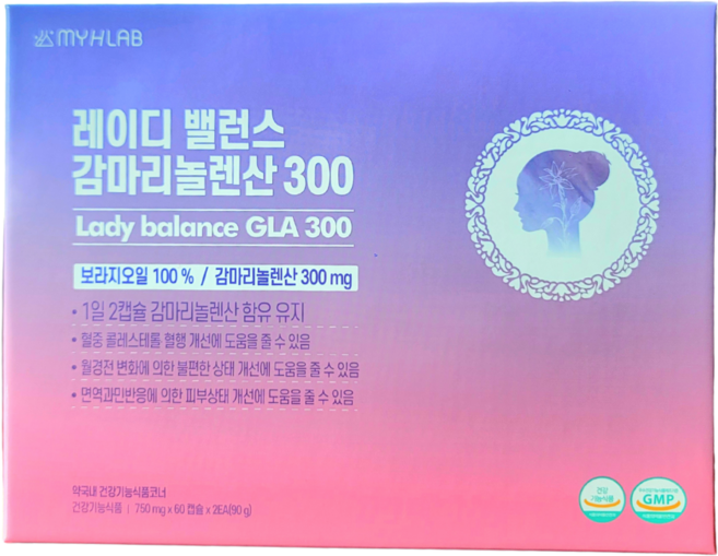 마이에이치랩 레이디 밸런스 감마리놀렌산 300 750mg x 60캡슐 x 2EA (원산지: 국내산), 120정, 1개