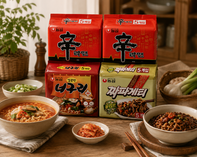 [달콤진] 농심 신라면 +너구리 +짜파게티 +새우탕면 (총 ), 1세트