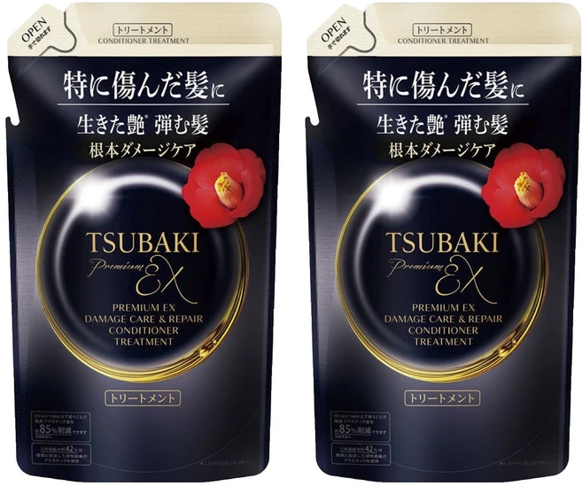 츠바키 프리미엄 EX 데미지 케어 & 리페어 컨디셔너 트리트먼트 리필용, 2개, 300ml - 쿠팡