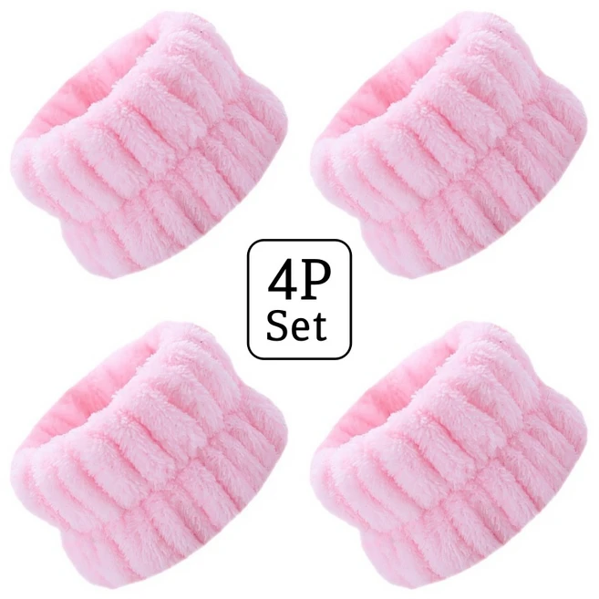 Ludia 부드러운 세안 손목밴드(4개 1세트), 핑크, 4개 - 쿠팡