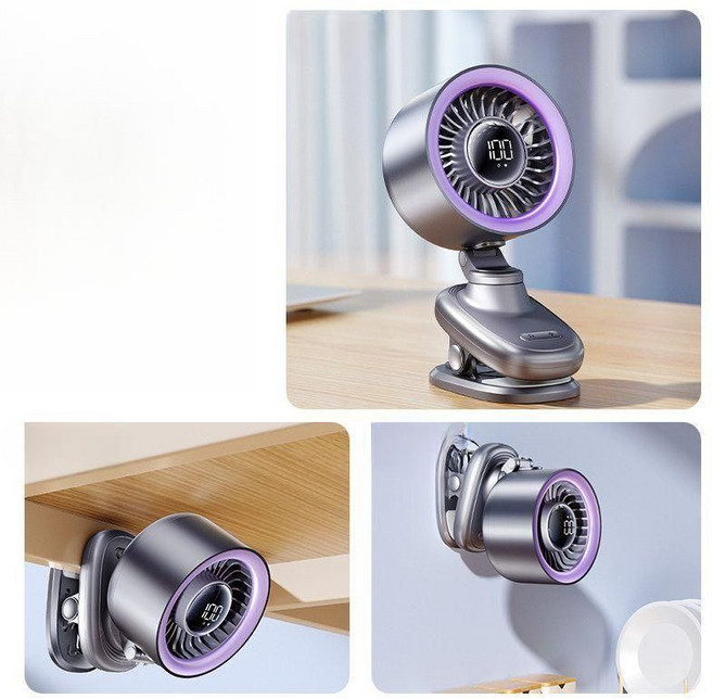 무선 손선풍기 USB충전 휴대용 미니팬 탁상 거치형 선풍기, 3600mAh, 퍼플