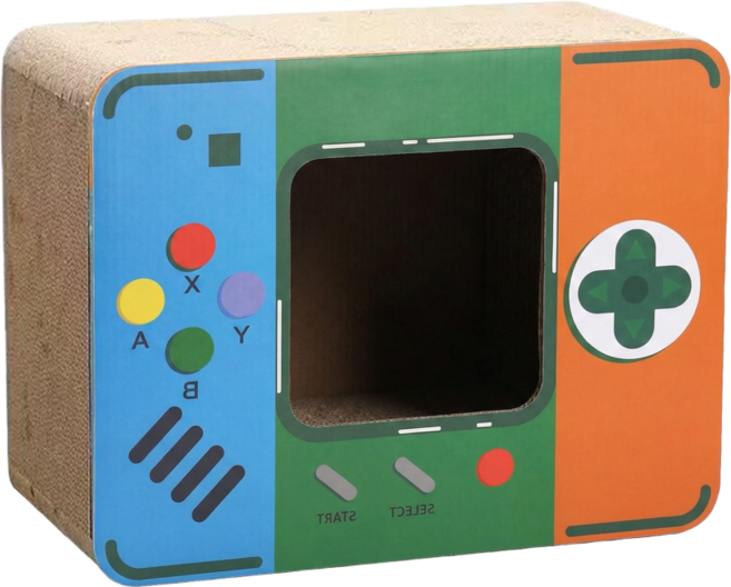 굿프 고양이 레트로 스크래쳐 하우스 숨숨집, 게임기, 1개