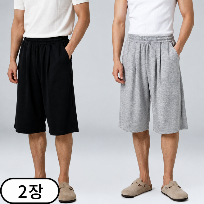 [1+1] 남자 트리플 핀턱 반바지 트레이닝 버뮤다 팬츠 (6757-2)