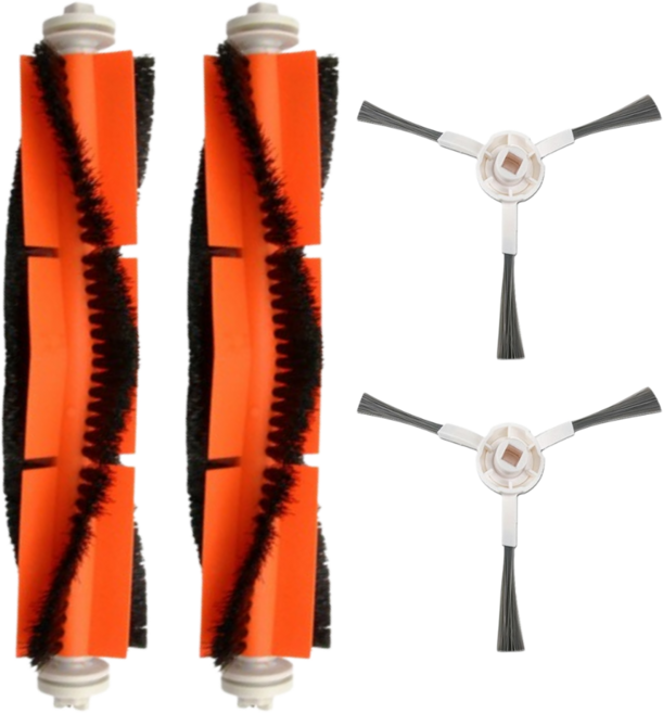 NMX 샤오미 로봇청소기 X10+ X20+ 호환 브러시 브러쉬 소모품 부품 세트, 2개, 메인+사이드브러시