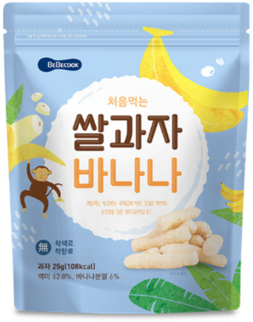 베베쿡 처음먹는 쌀과자, 25g, 6개, 바나나