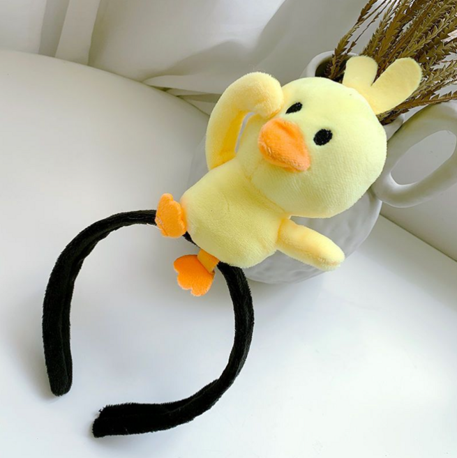 팡파레팡팡 인형 머리띠 파티 소품 동물 놀이공원 인생네컷, 1개, 오리 인형머리띠