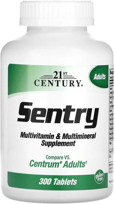 21세기센트리 종합비타민 Sentry 종합미네랄 멀티 비타민 타블렛 300정, 300개 - 쿠팡