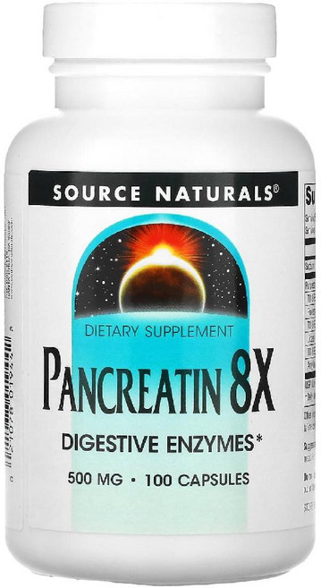 미국산 소스내츄럴스 판크레아틴 8X 500mg 100캡슐 Source Naturals Pancreatin 8X 선물증정, 100정, 1개