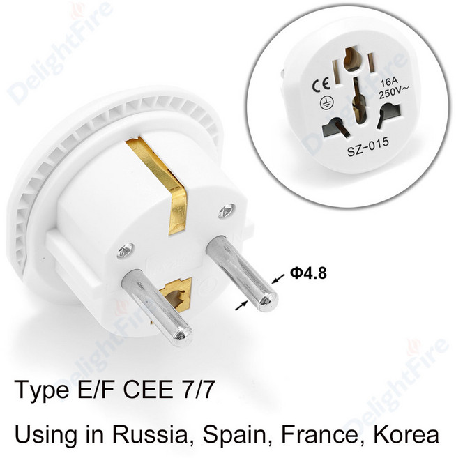 KR 플러그 어댑터 범용 CN AU UK US TO EU 4 8mm 컨버터 250V 16A POWER LOGIC 전기 소켓 0mm 변환기 돼지, 3개