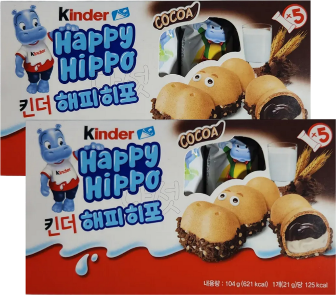 킨더 해피히포 T5 초콜릿, 104g, 2개