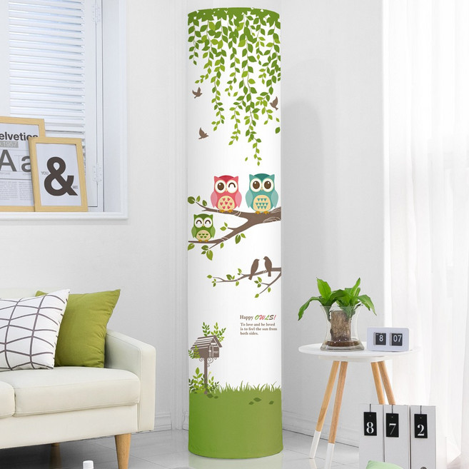 다샵 프리미엄 스판 3중직 스탠드 에어컨커버, 07.행복부엉이