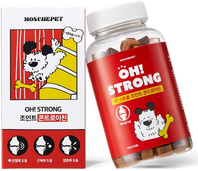 [180g/동물병원 입점] 몽셰펫 강아지 관절 슬개골 트릿 영양제, 1개, 뼈/관절강화, 120정