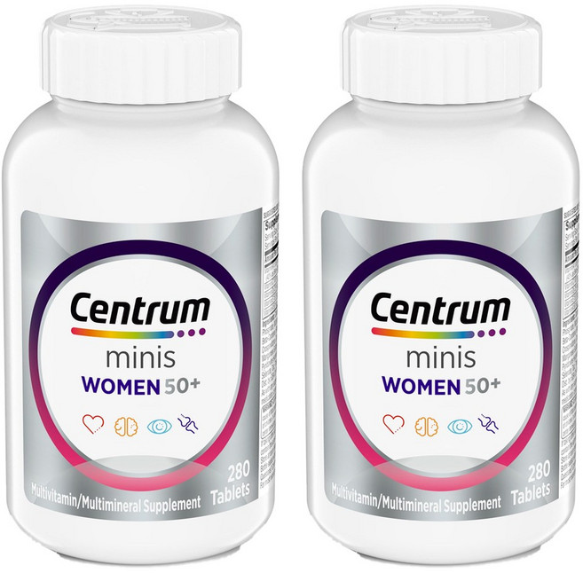 센트룸 우먼 여성 미니스 50+ 280알 2통 멀티 종합 비타민 D3 B 센트륨, 2개, 280정