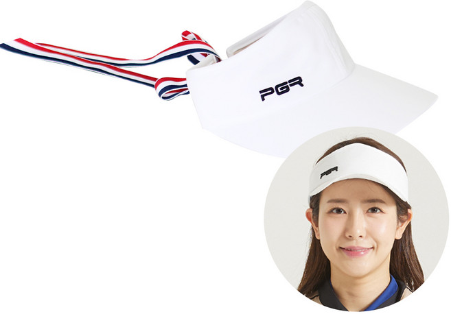 PGR 골프 여성 리본 화이트 썬캡 골프모자 PSC-880, 여성골프 화이트 썬캡