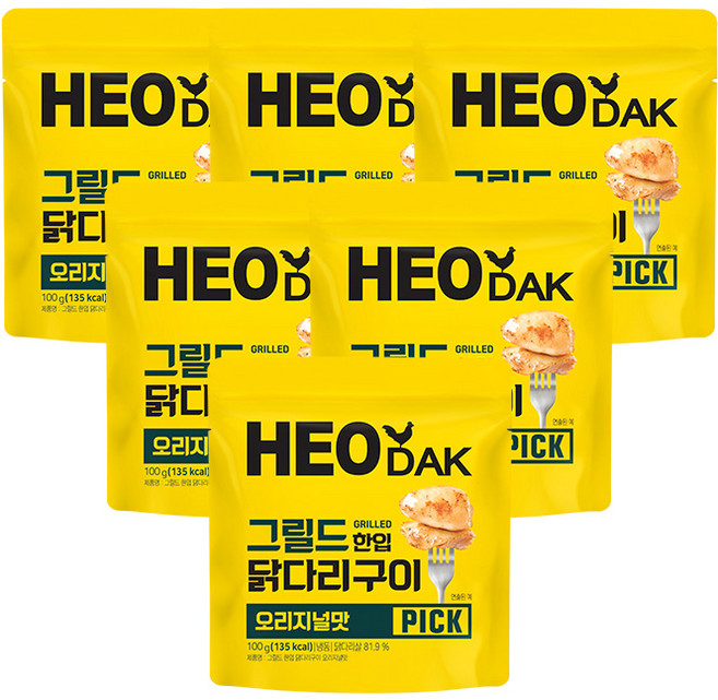 허닭 그릴드 한입 닭다리구이 오리지널, 6개, 100g