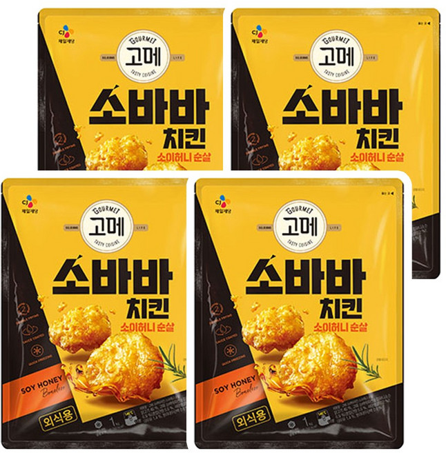 CJ 고메 소바바치킨 소이허니 순살, 4개, 1kg