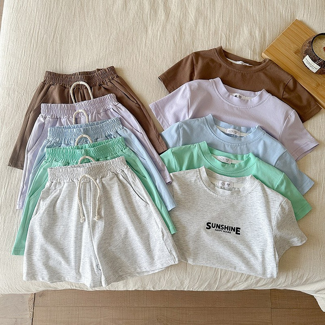 블링래빗 선샤인 반팔 반바지 상하복 100~150 여름 남아 여아 공용 키즈 주니어 상하의 세트