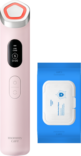 마미케어 펜타프라임 물광 모공 탄력 EMS 피부 마사지기 뷰티 디바이스 핑크 + 소독 티슈 증정, PT-0425