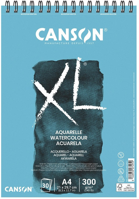 캔손 XL 워터칼라 300g A5 A4 A3 30매 수채화종이 스케치북 미술용지, A4 30매