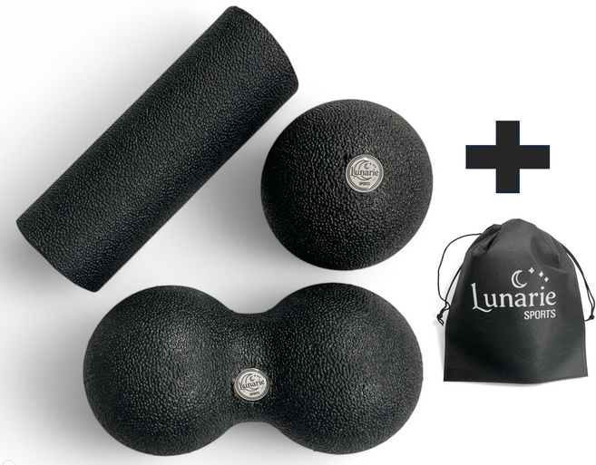루나리에 마사지볼 세트 듀얼볼 싱글볼 미니폼롤러 강한 압박 셀프 지압 마사지 블랙 색상 3종 세트, 1개