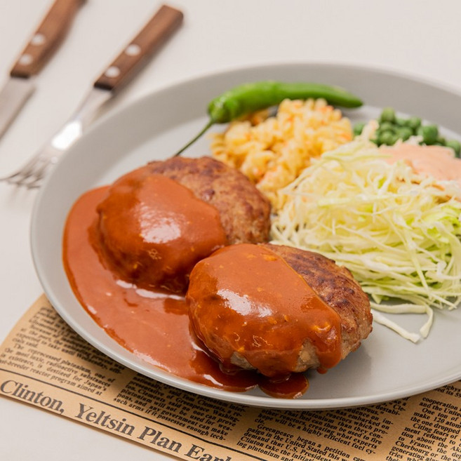 [금왕돈까스] 냉동 함박스테이크 간편식 저녁반찬 집밥메뉴 3팩 소스 동봉, 400g, 3세트