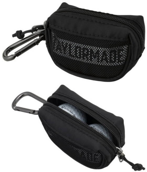 [정품] 테일러메이드 Box 로고 투볼 파우치 골프공 주머니 남여공용 공가방, 블랙, 1개