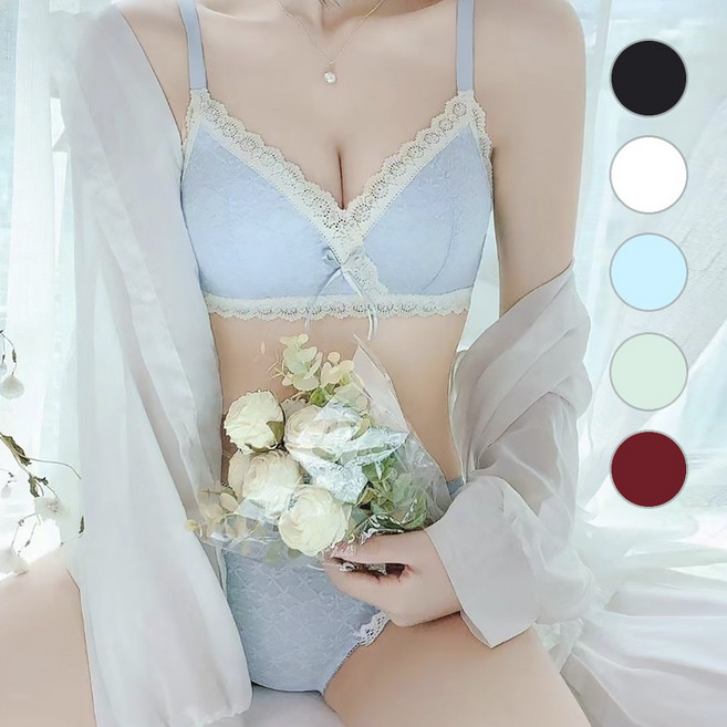 진우 마카롱 파스텔 브라 팬티 세트 요일별 컬러 노와이어 무봉제 편한 속옷 캔디컬러