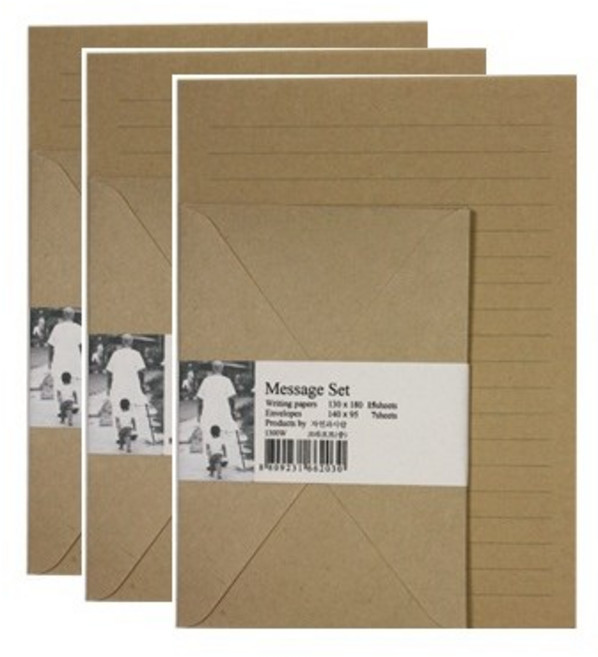 미네끄네 내마음을 담는 편지지 크라프트지 고급지, 크라프트라인중, 3개