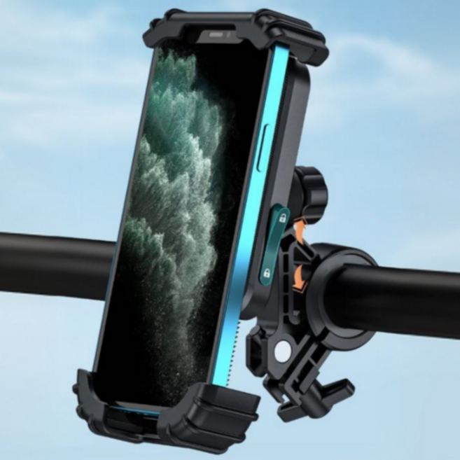 쿠키나 강력고정 충격완화 자전거 핸드폰 거치대, 1개