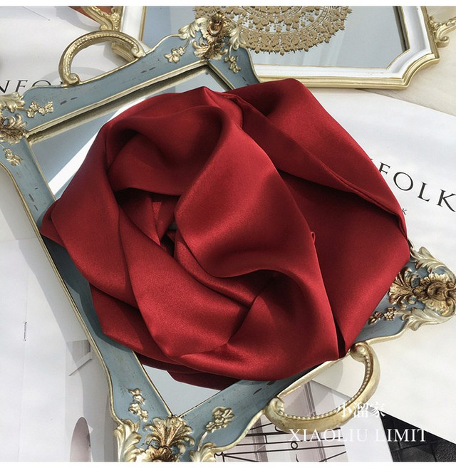 실크 봄 단색 실크 스카프 여성 이중직 양면 커리어 장식 실크 리본