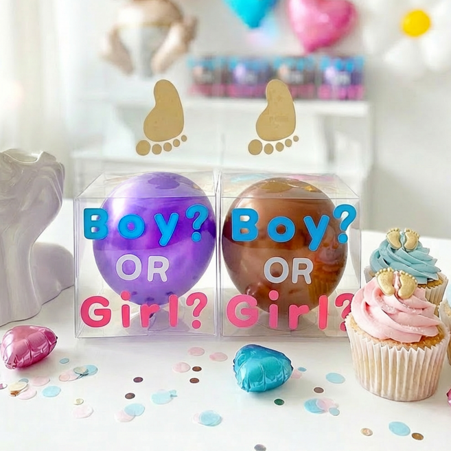 래프유 젠더리빌 풍선 성별이벤트 임밍아웃, 투명+골드, 미정