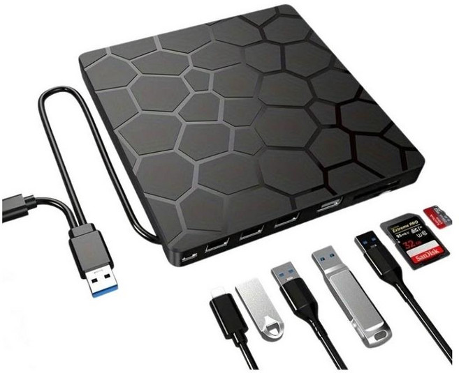 凱銓科技 七合一多功能外置光碟機 DVD刻錄 USB/Type-C Hub 擴展, 1個