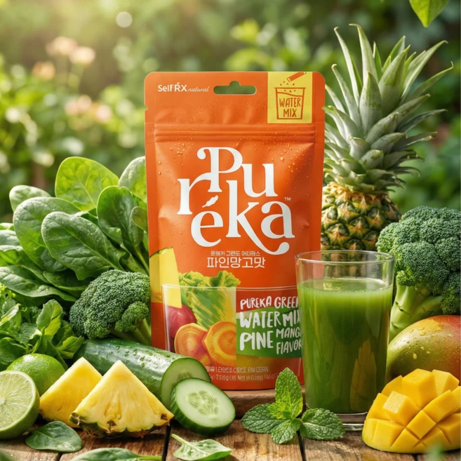 퓨레카 그린즈 워터믹스 파인망고맛 35g, 1박스, 7회분 - 쿠팡