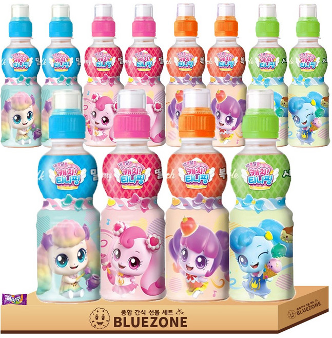 웅진 캐치 티니핑 음료 200ml 세트 딸기맛3 사과맛3 복숭아맛3 밀크맛3