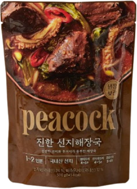 피코크 구수함이 배어있는 진한 선지해장국 500g 냉장, 3개