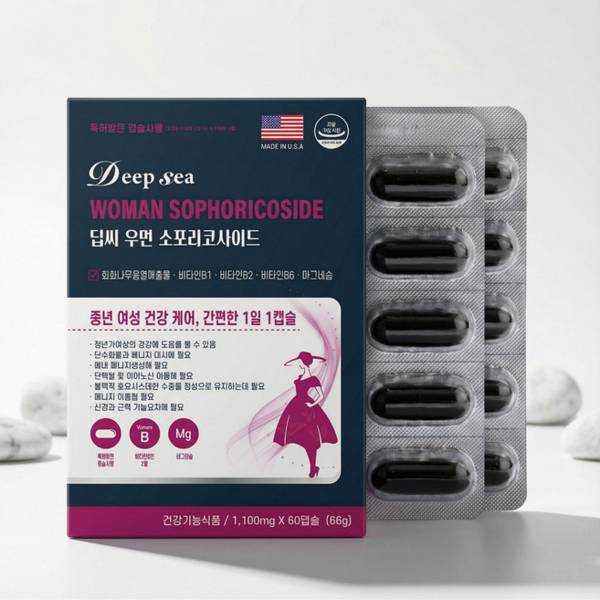딥씨 우먼 소포리코사이드 갱년기열감 갱년기영양제 회화나무추출물, 60회분, 3개