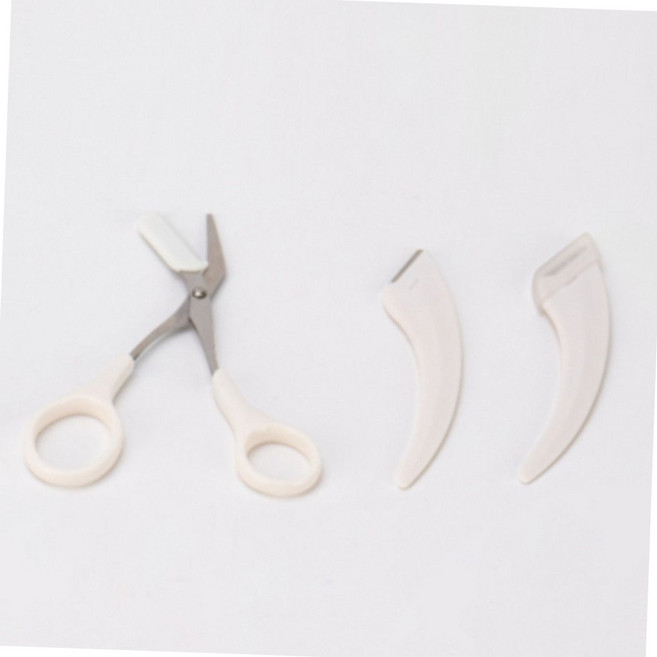 눈썹 정리 3종 세트 화이트 눈썹가위 눈썹칼 빗 키트 미용도구 가정용미용 브로우키트